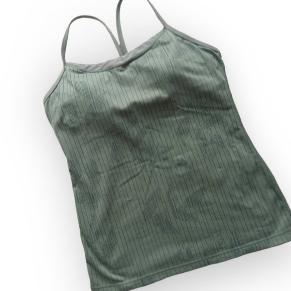 Lululemon women olive tank with light shelf bra race back size 8 - Picture 3 of 6